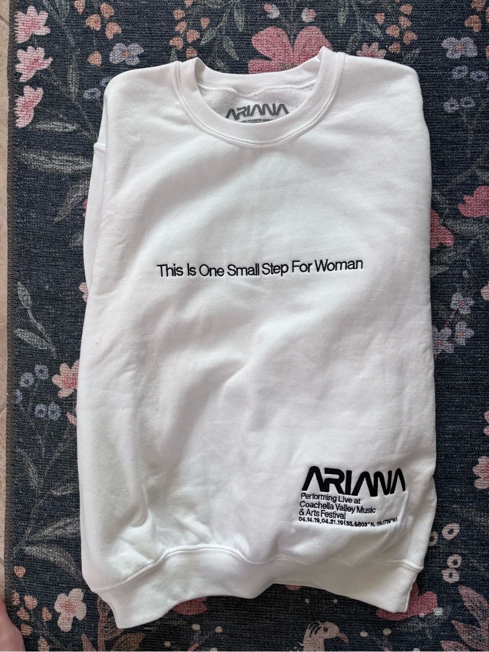 Ariana Grande 2019 NASA White Crewneck Sweatshirt with Black Text